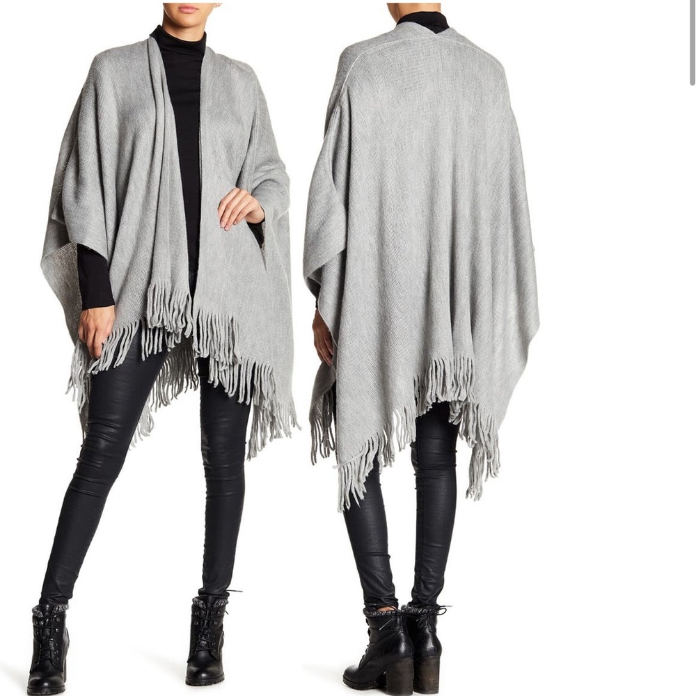VINCE CAMUTO | Sweater Shawl Wrap | Feels Like Home Ruana Heather Gray NWT
